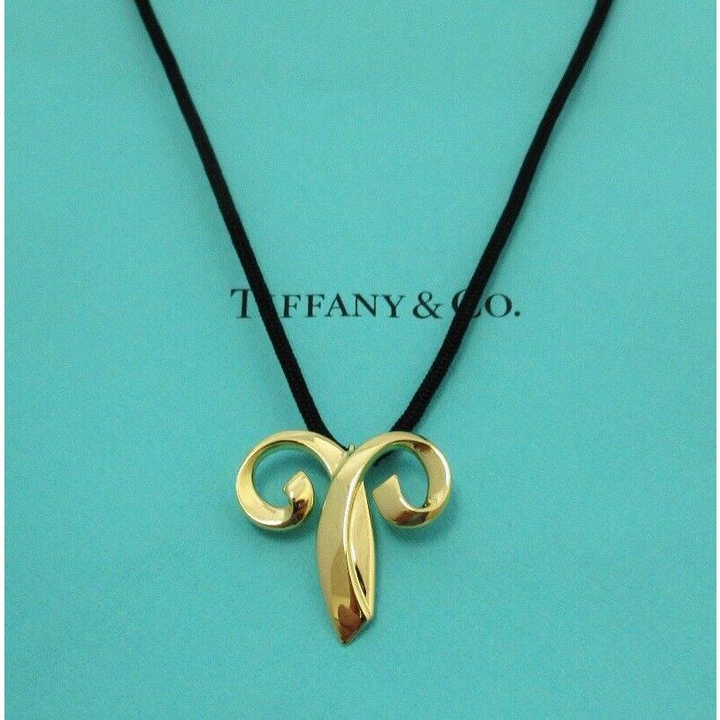 Tiffany Co. 18K Gold Paloma Picasso Zodiac Aries Pendant Necklace Large