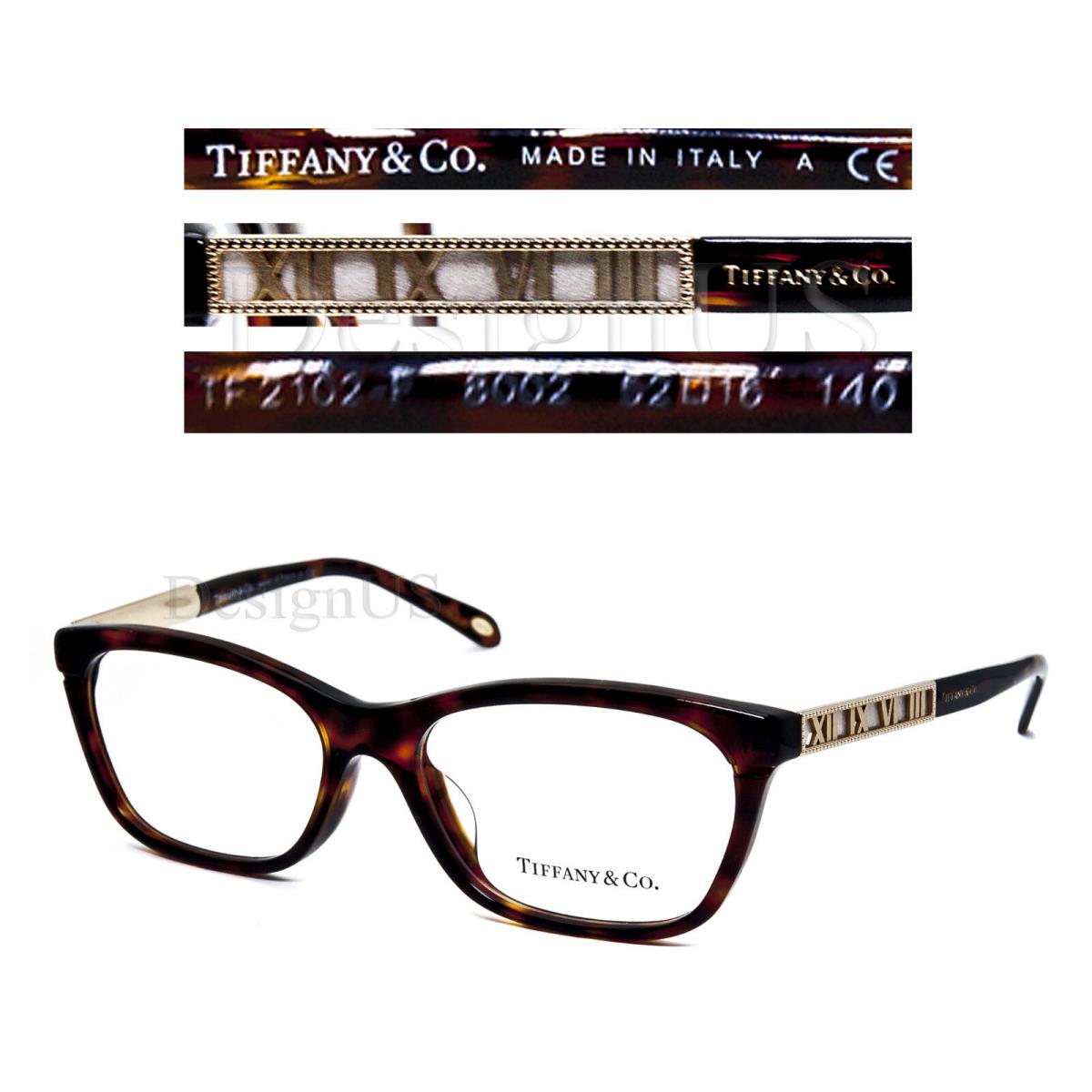 Tiffany Tiffany & Co. TF2102 8002 Havana Gold Co. TF2102 8002 Havana Gold 52/16/140 Eyeglasses Made Italy