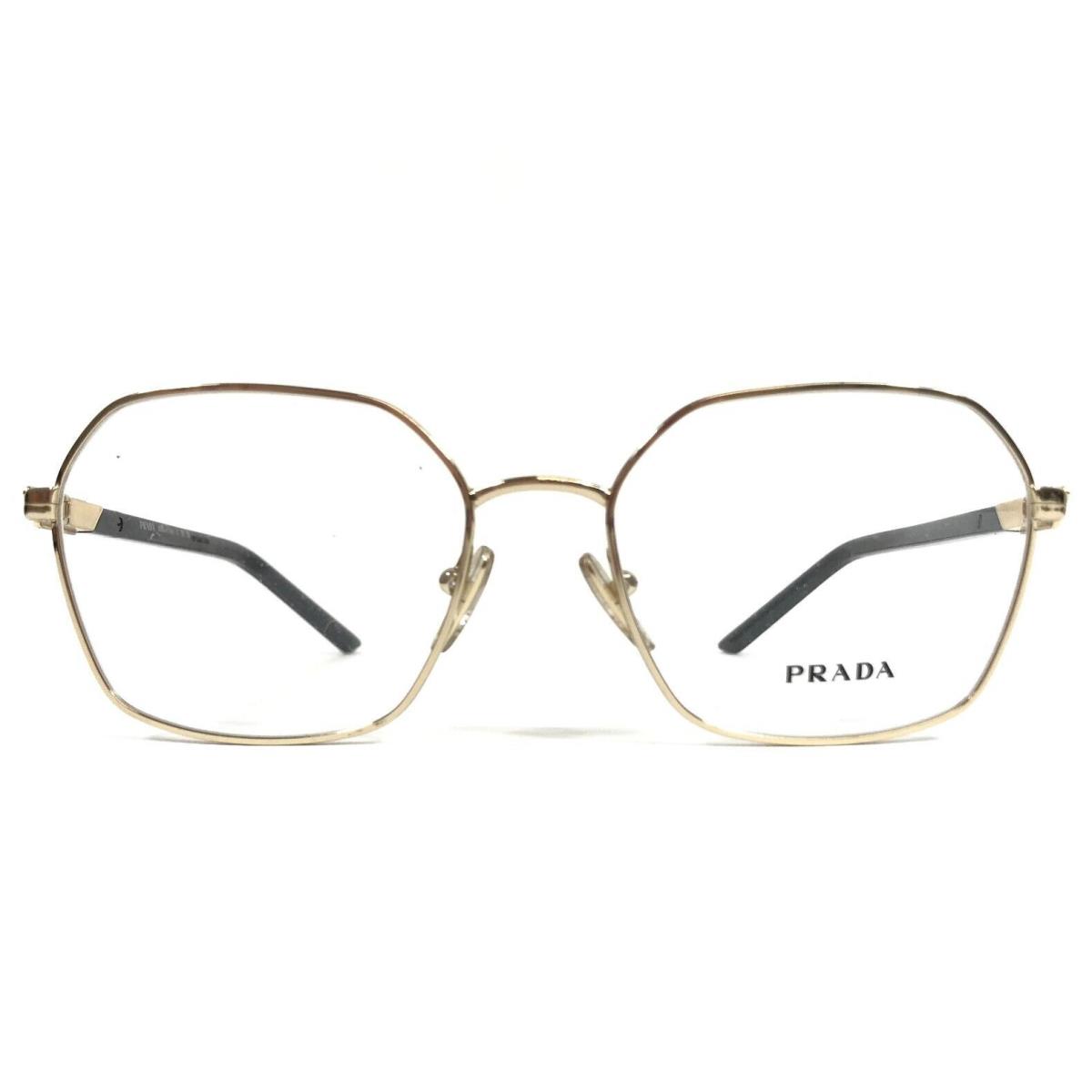 Prada Eyeglasses Frames VPR55Y ZVN-1O1 Black Gold Hexagonal Wire Rim 53-17-135