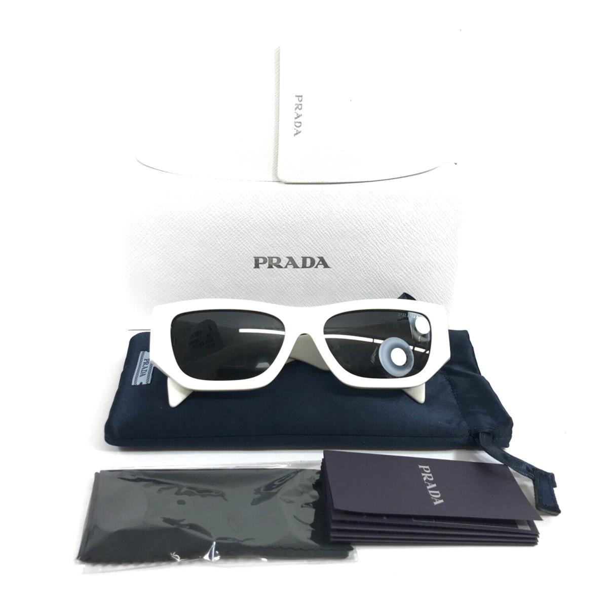 Prada Sunglasses SPRA01-F 17K-08Z White Asian Fit Frames Gray Lenses 55-17-145