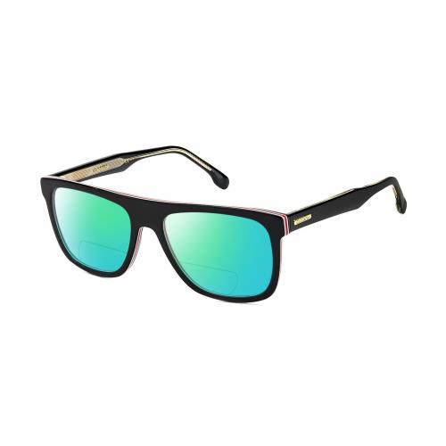 Carrera 267-S-0M4P Unisex Polarized Bifocal Sunglasses Black White 56 mm 41 Opt Green Mirror