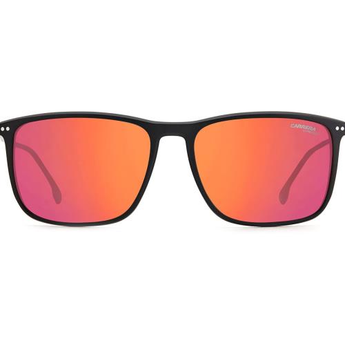 Carrera 8049/S-003 Unisex Square Designer Sunglasses Matte Black/red Mirror 58mm