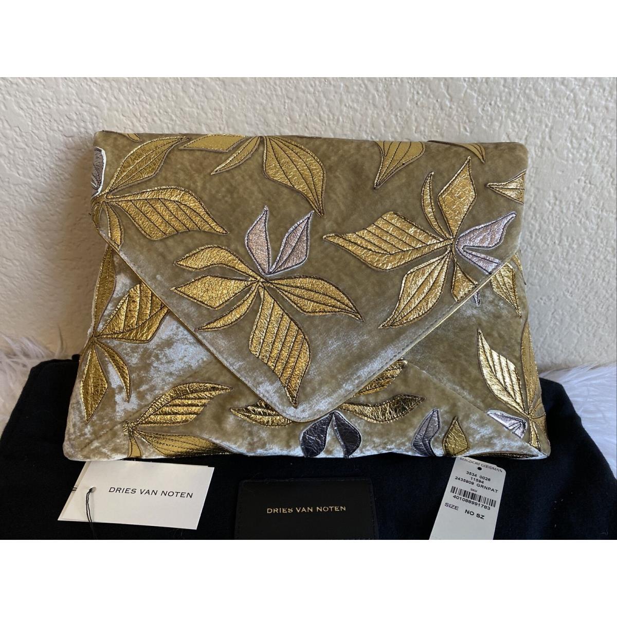 Dries Van Noten Metallic Gold Velvet Leather Clutch Bag 015 Gorgeous