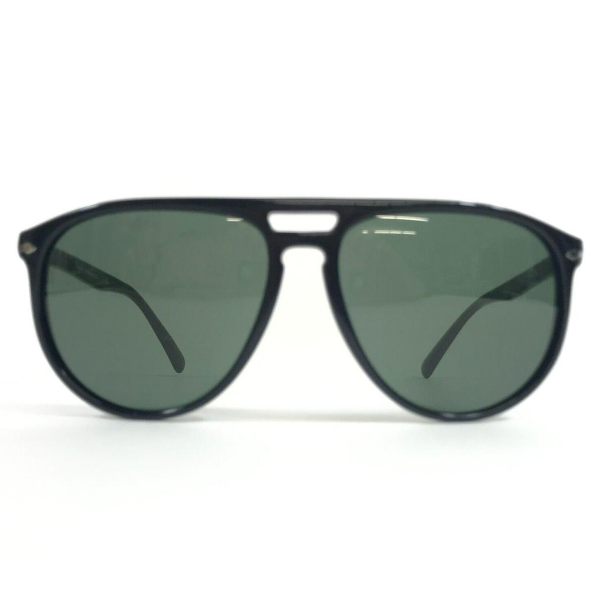 Persol Sunglasses 3311-S 95/31 Black Aviator Frames Green Glass Lenses 58-15-145