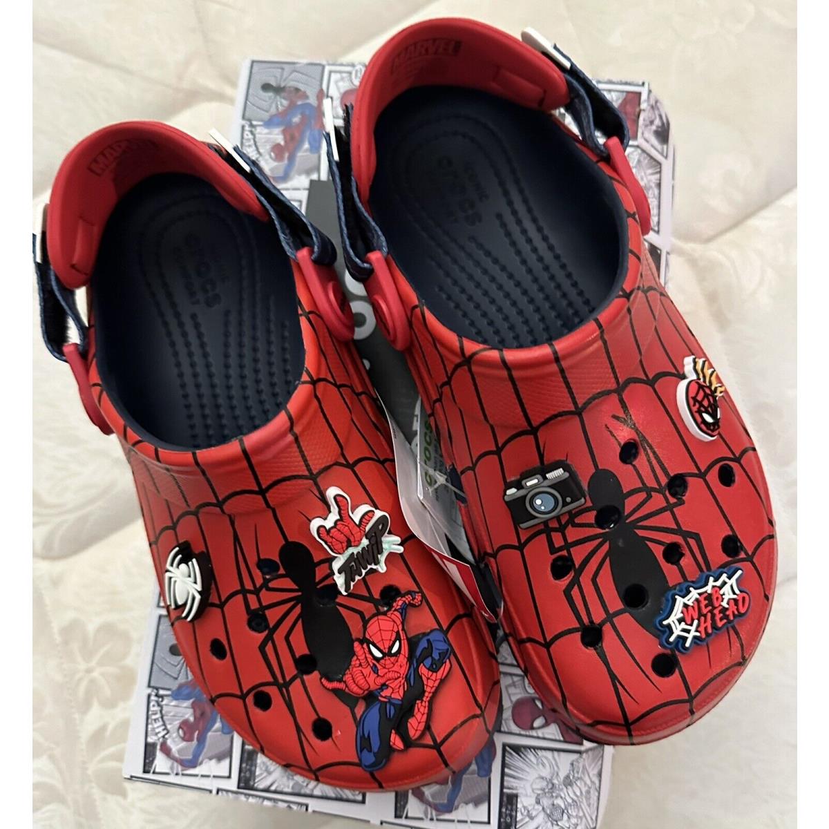 Crocs Cross Marvel Spider-man All Terrain Clogs Boys Youth Size J4 36-37