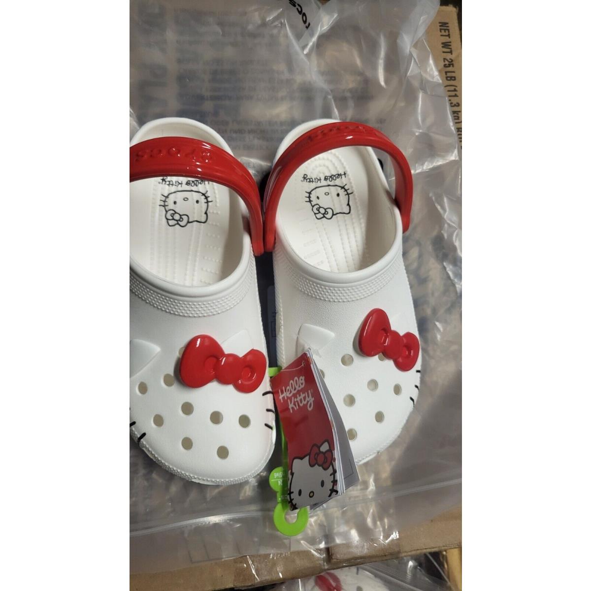 Hello Kitty Crocs Classic Clog M6W8 Rare White Blue Red Barrett Slip Limited