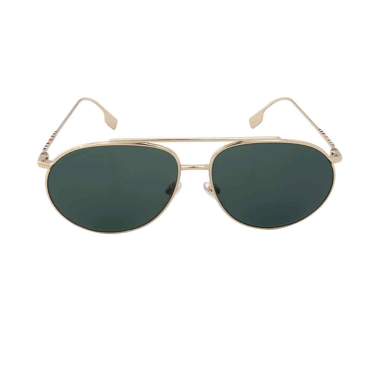 Burberry Alice Dark Green Browline Ladies Sunglasses BE3138 110971 61 - Frame: Gold, Lens: Green