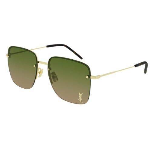 Saint Laurent SL 312 M 003 Gold/green Square Women Sunglasses