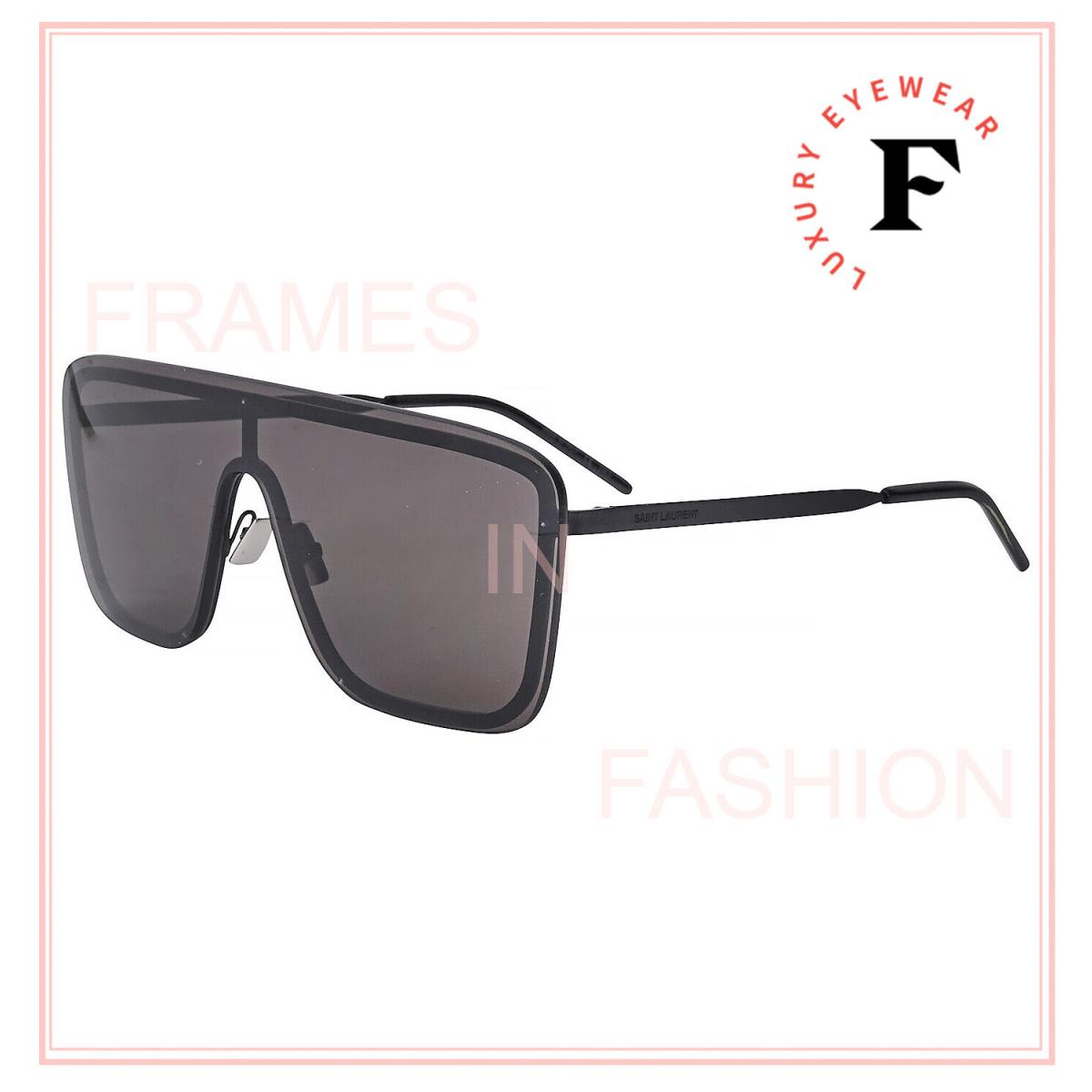 Saint Laurent Mask Ysl SL364 002 Black Rimless Unisex Shield Sunglasses 364