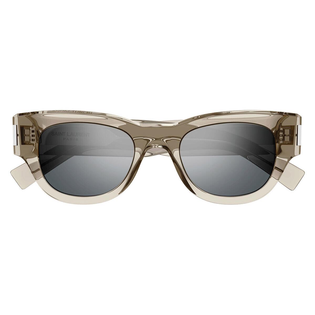 Saint Laurent SL 573 Sunglasses Beige Silver Mirrored 49mm