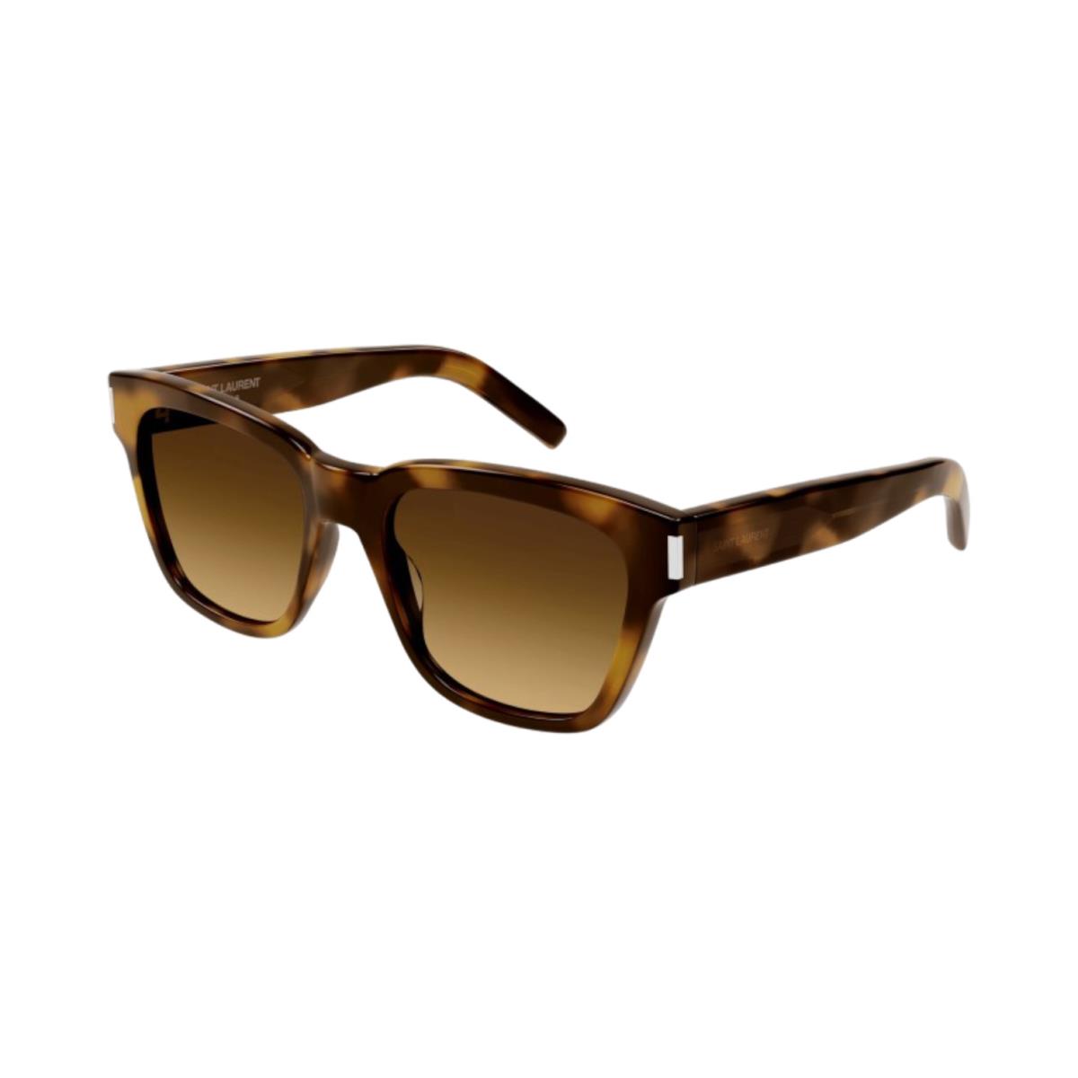 Unisex Saint Laurent SL 560 Square Sunglasses - Havana Frame Brown Lens