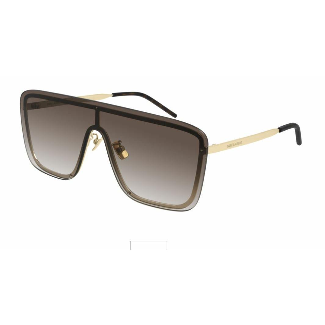 Saint Laurent SL 364 Mask 006 Gold/brown Square Unisex Sunglasses - Frame: Gold, Lens: Brown