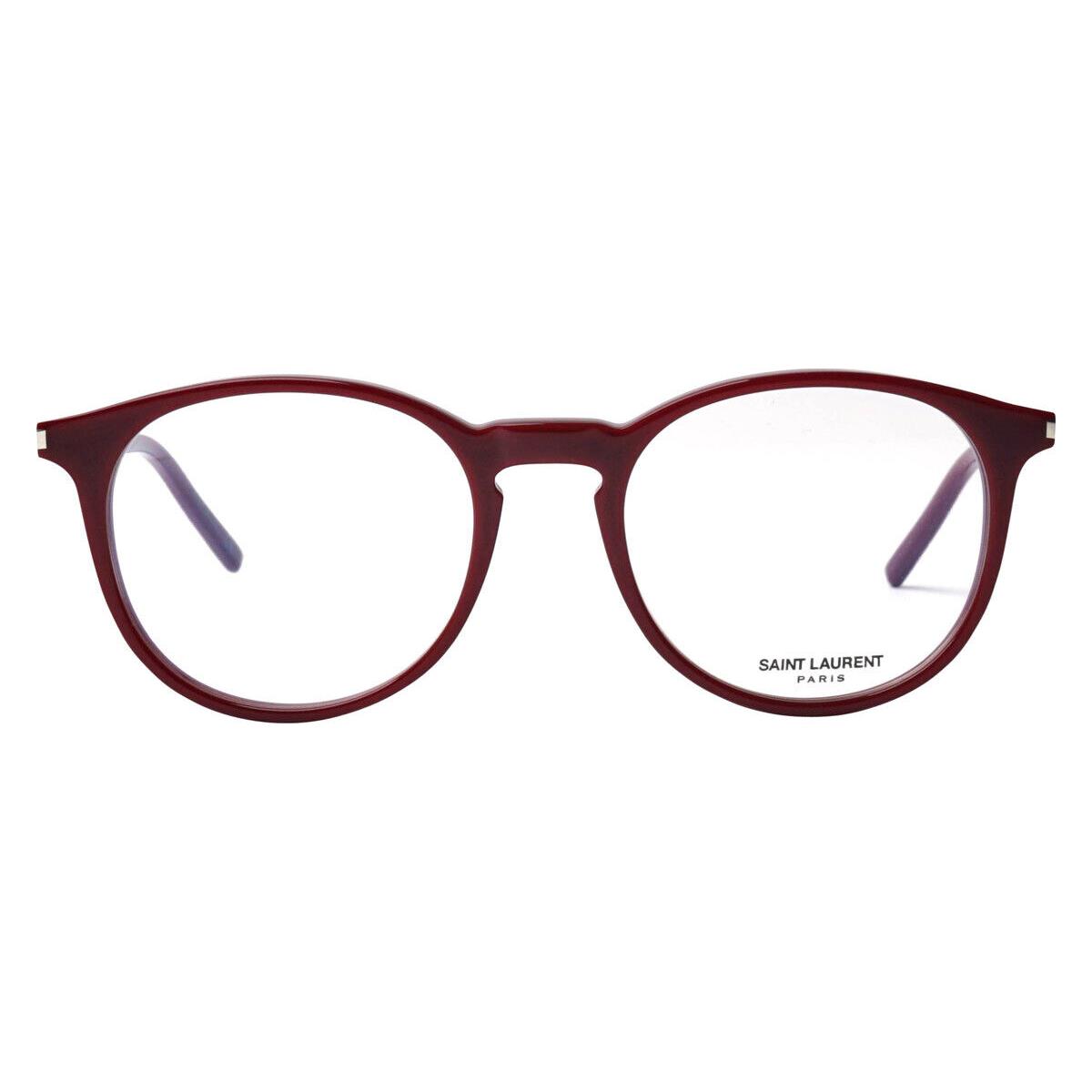 Saint Laurent SL 106 Eyeglasses Unisex Burgundy Round 50mm