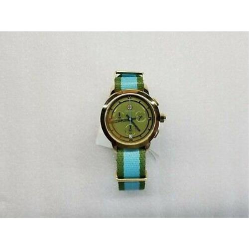 Tory Burch Chronograph Date Olive Dial Nylon Strap Women`s Watch TRB1017