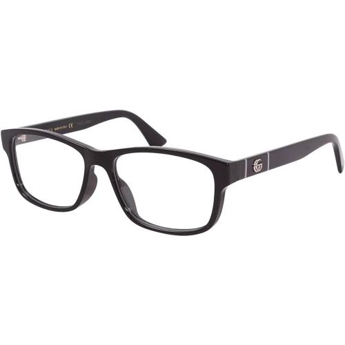 Gucci Web Men`s GG0640OA 001 Black Full Rim Rectangular Eyeglasses 55mm