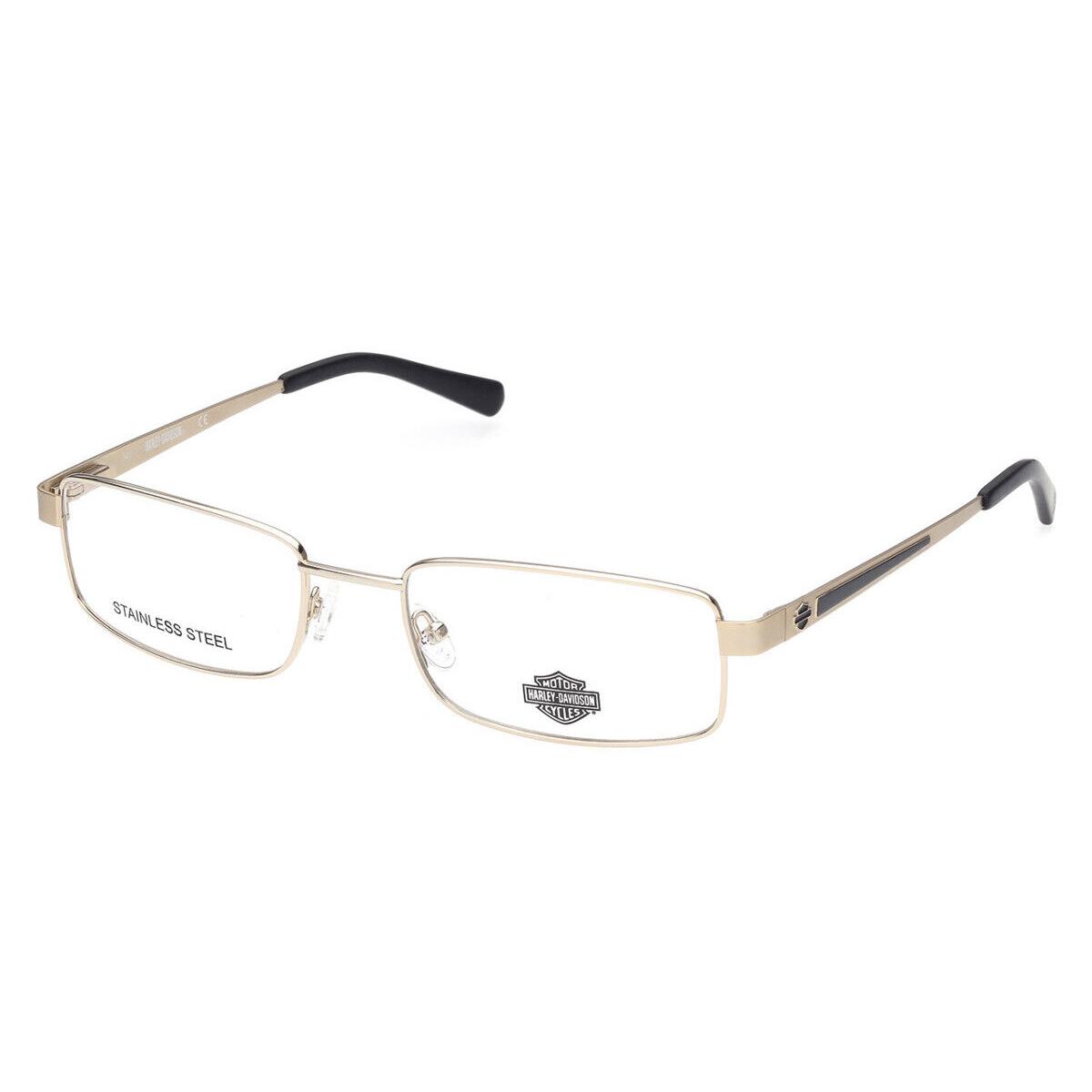 Harley Davidson HD0883 Eyeglasses Men Pale Gold Rectangle 56