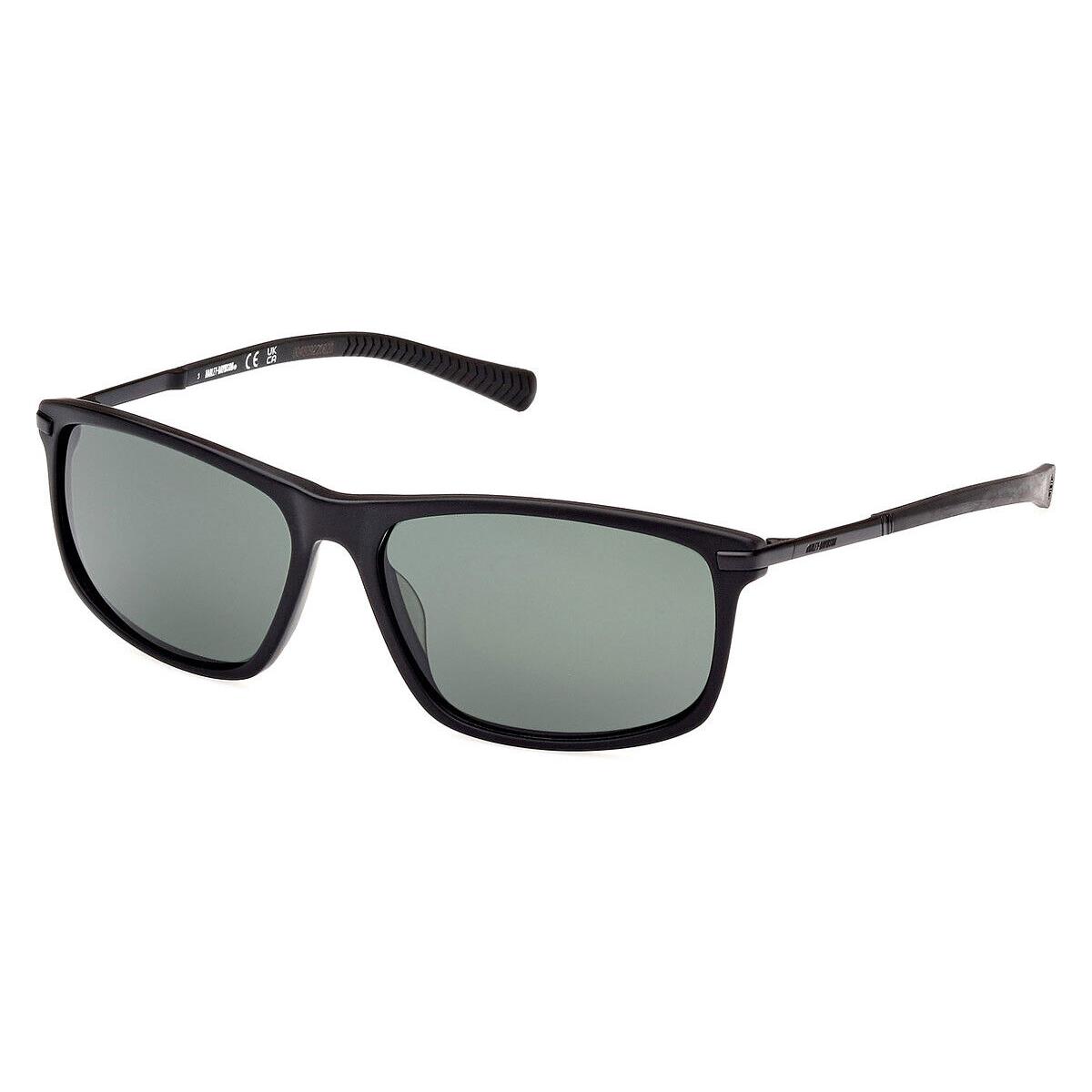 Harley Davidson HD0979X Sunglasses Matte Black Green Polarized 59mm