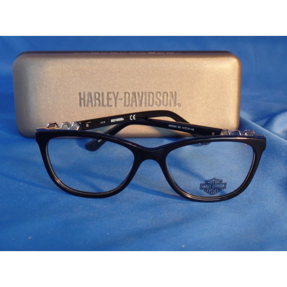 Women`s Harley-davidson HD 0554 Eyeglass Frame Black Plastic 51-16-140