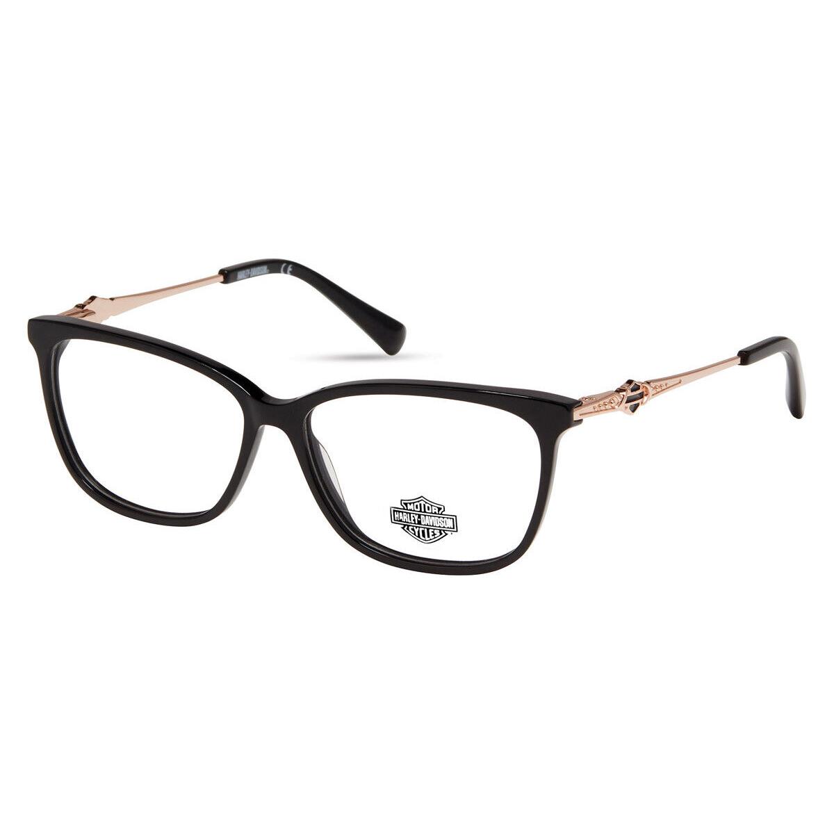 Harley Davidson HD0564 Eyeglasses Shiny Black Rectangle 54mm