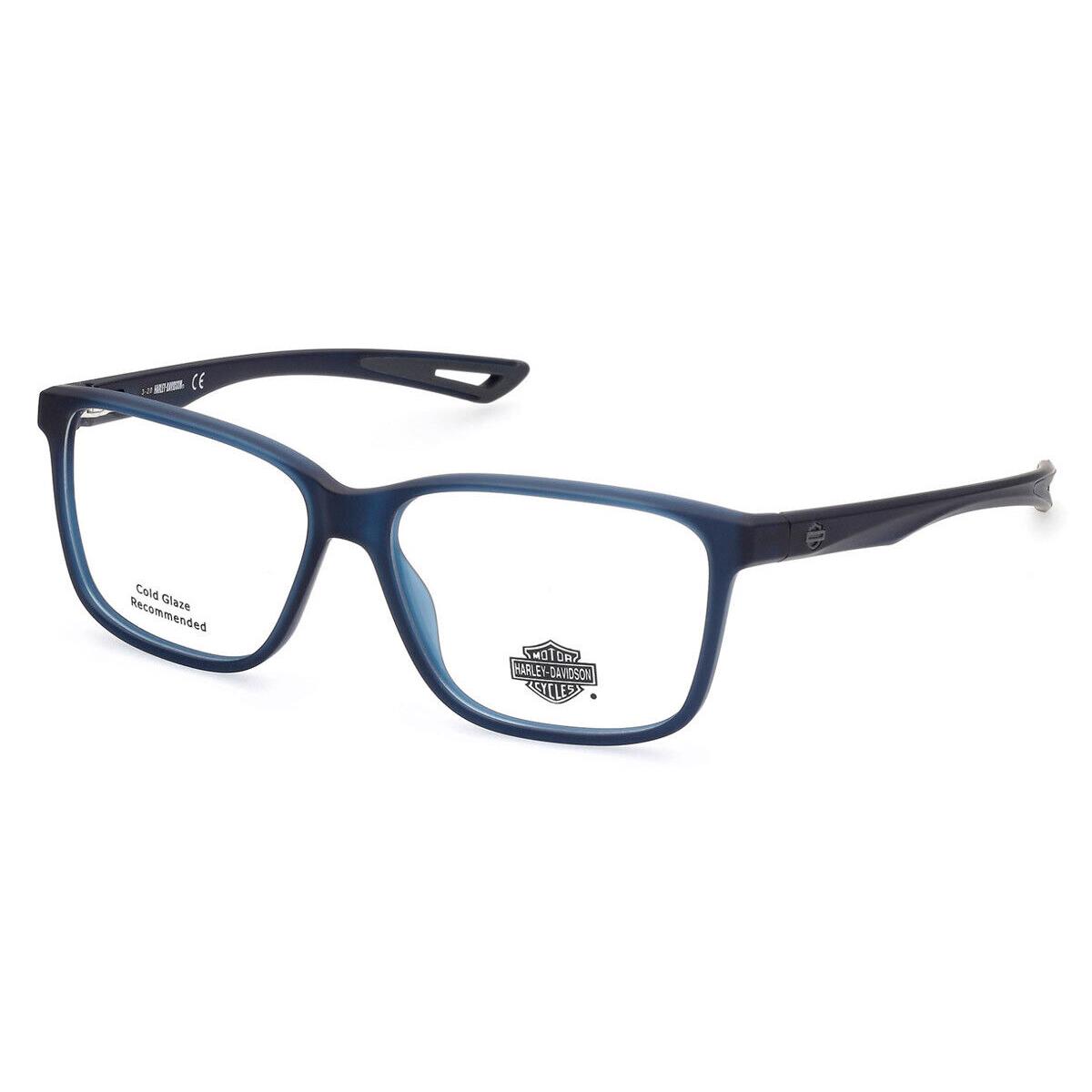 Harley Davidson HD0879 Eyeglasses Men Matte Blue Square 56mm