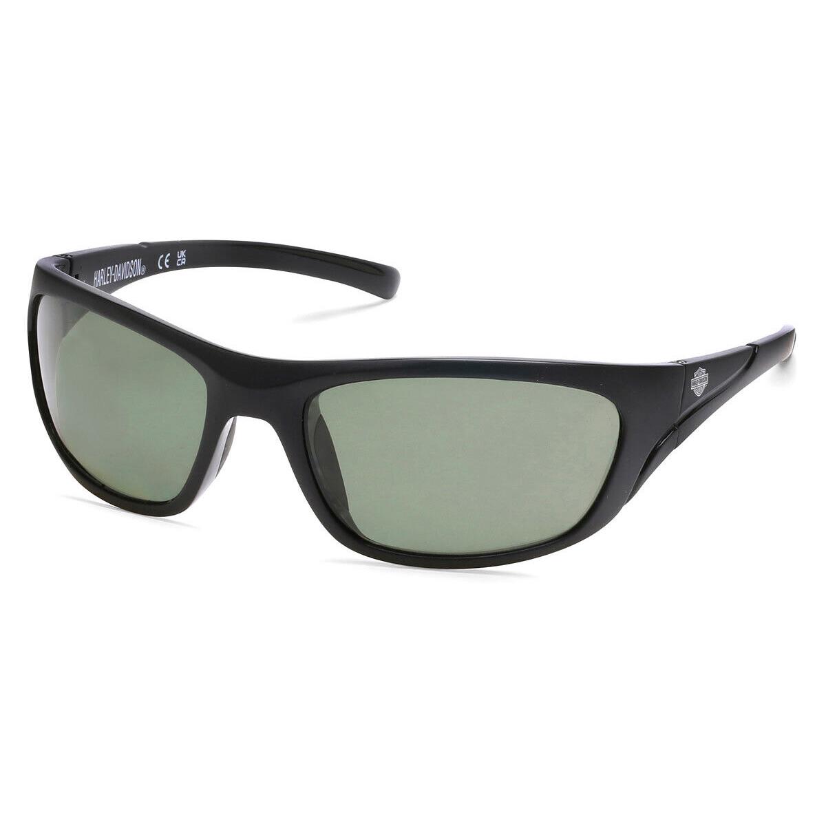 Harley Davidson HD0903X Sunglasses Matte Black Green Polarized 61mm