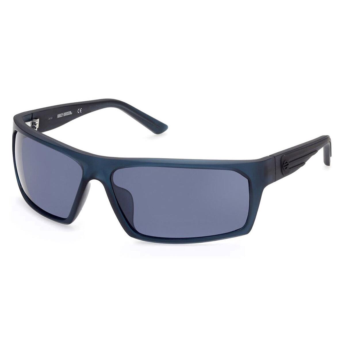 Harley Davidson HD0951X Sunglasses Matte Blue Rectangle 66mm