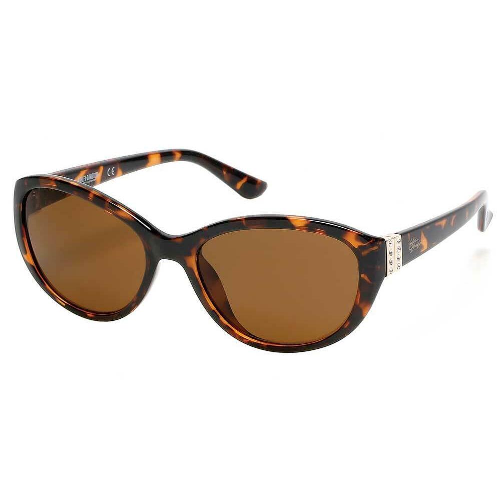 Harley-davidson Women`s Chic Bling Plastic Sunglasses Havana Frame/brown Lenses