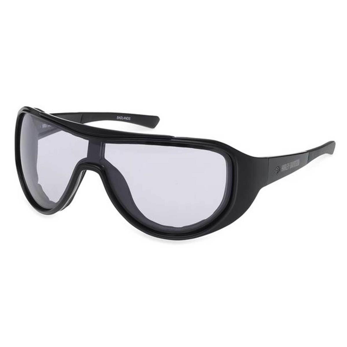 Harley-davidson Mens Badlands Shield Photochromic Sunglasses Shiny Black Frames