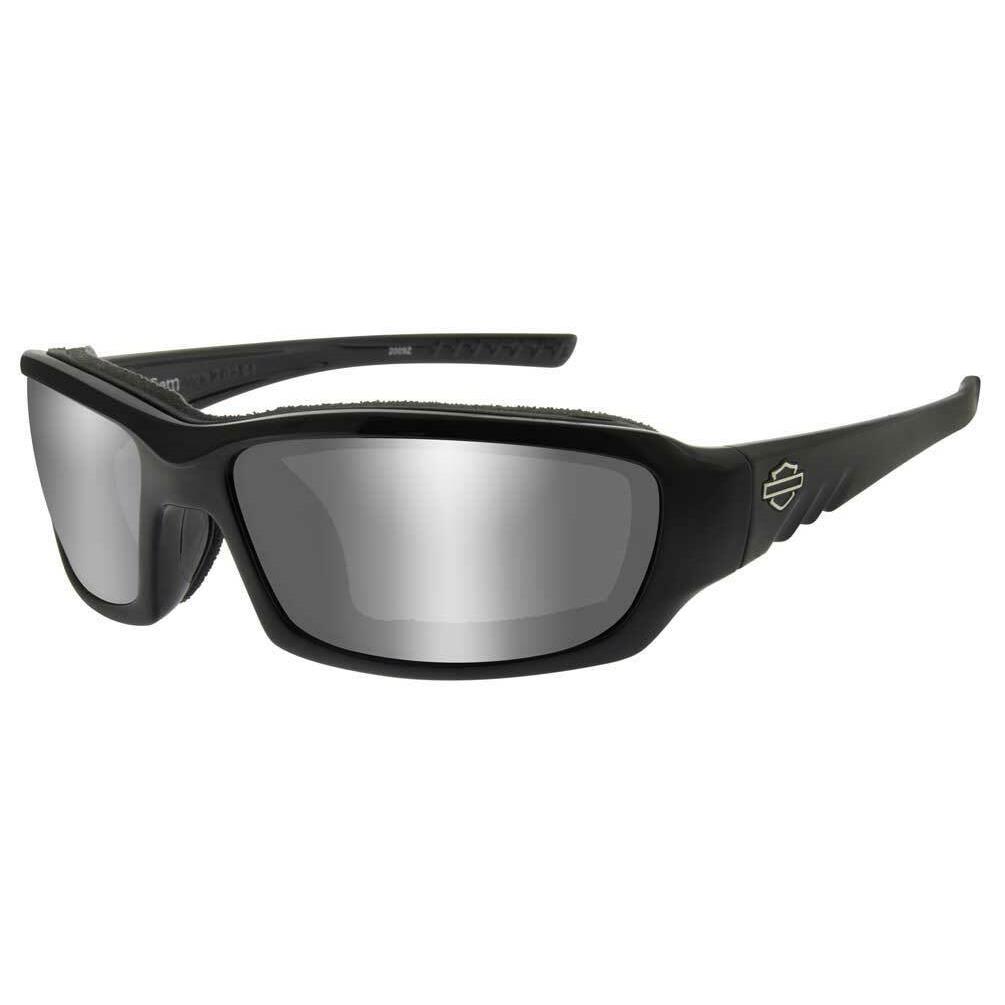 Harley-davidson Men`s Gem Sunglasses Silver Flash Lenses Gloss Black Frames