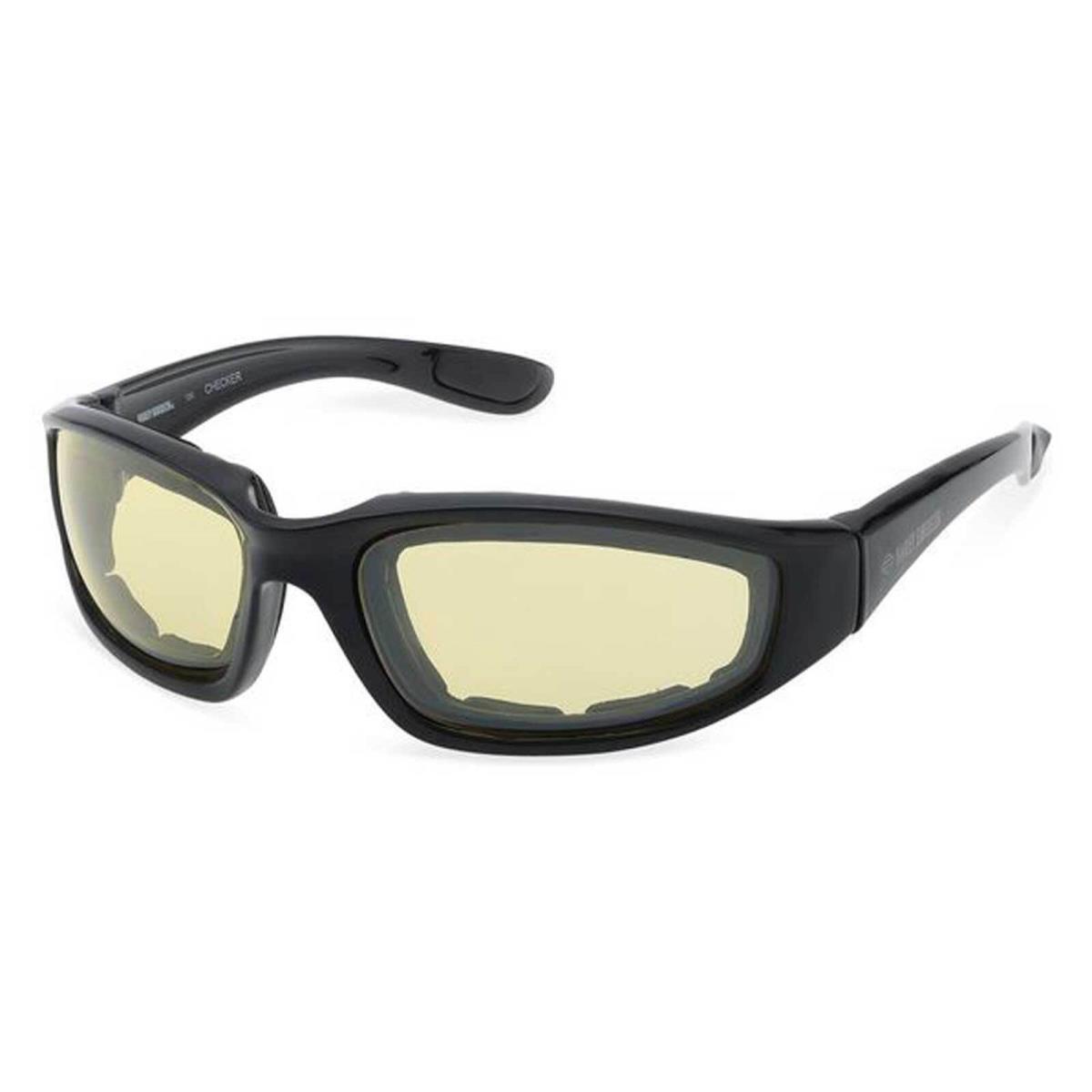 Harley-davidson Men`s Checker Square Sunglasses Black Frames Yellow Lenses