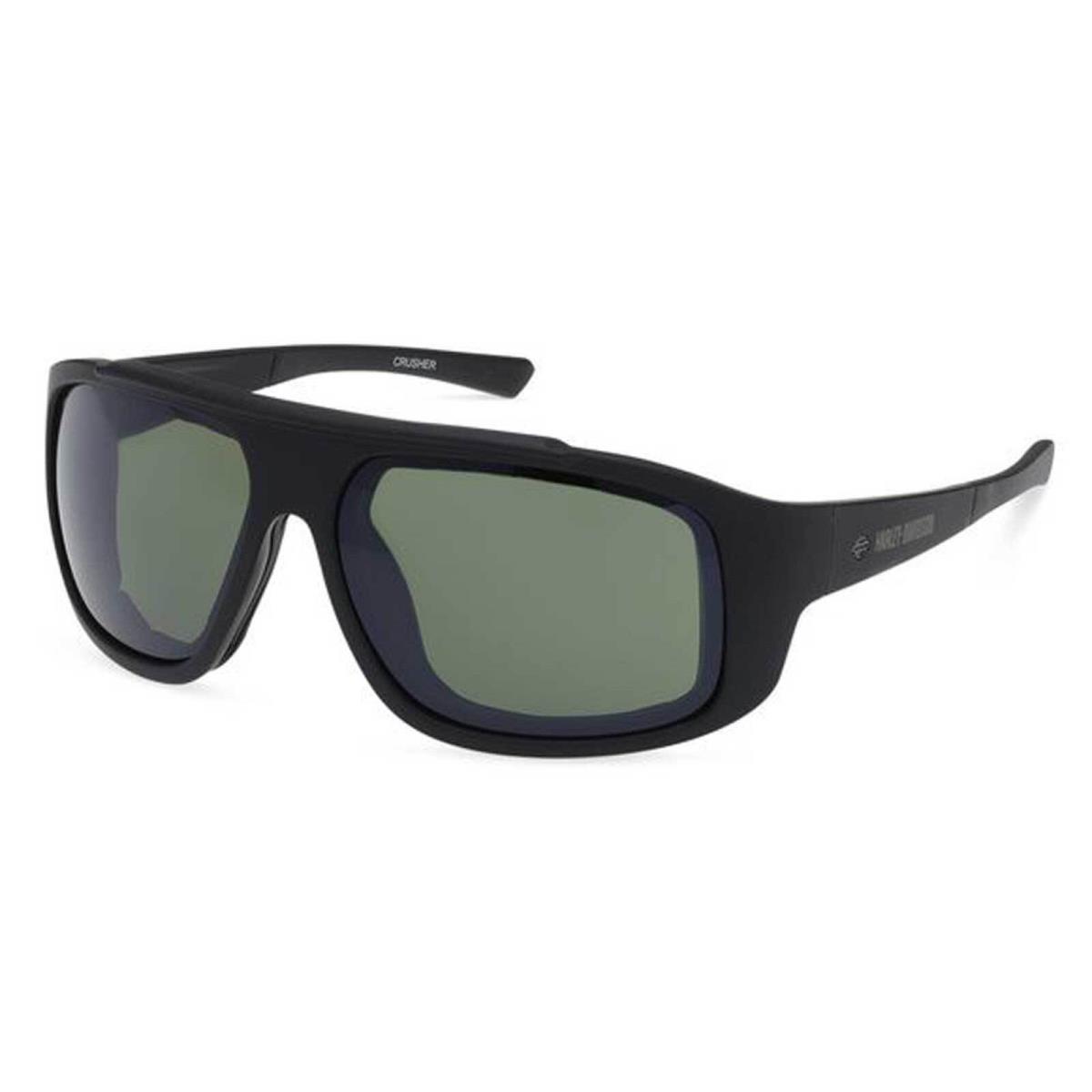 Harley-davidson Men`s Crusher Sunglasses Matte Black Frames Green Lenses