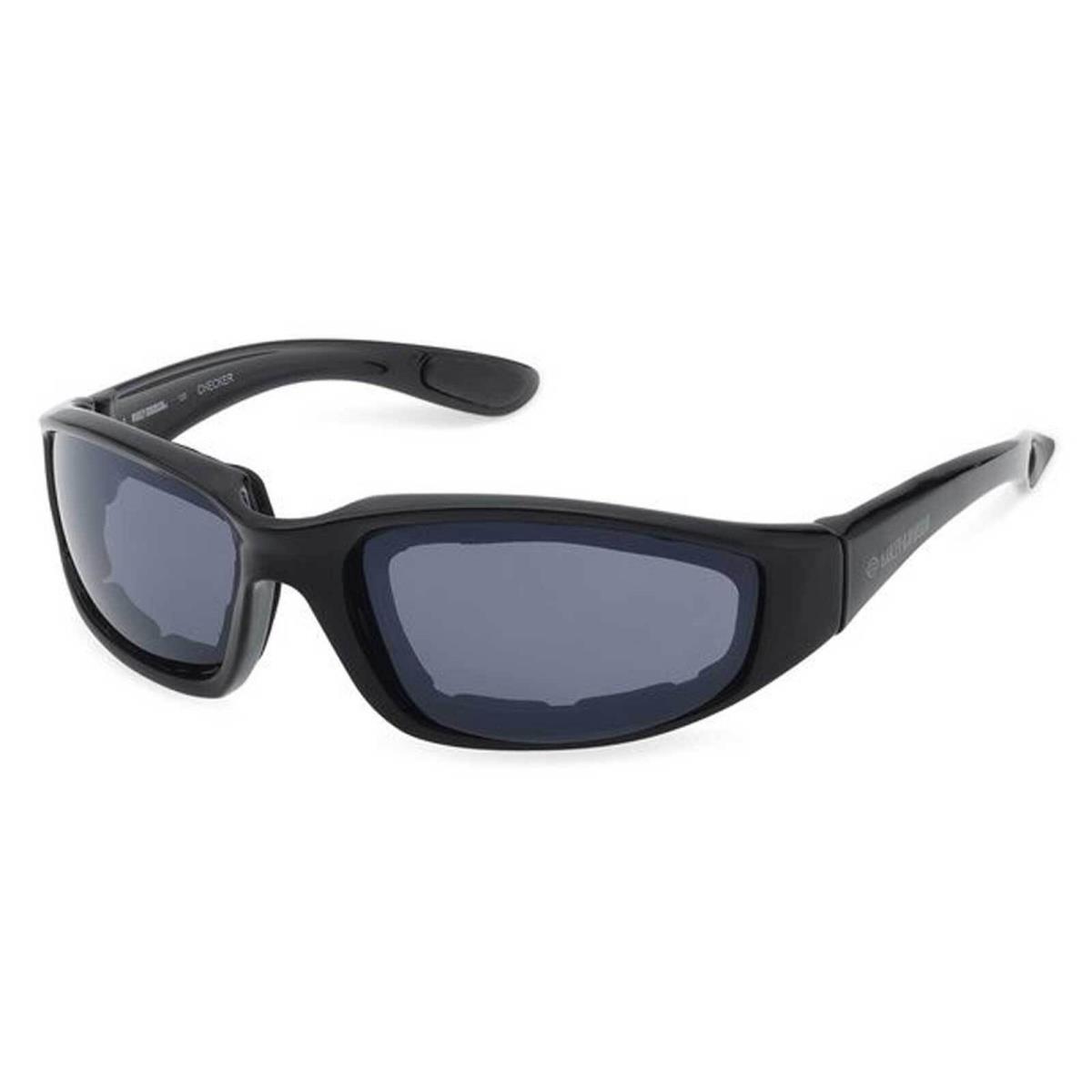 Harley-davidson Men`s Checker Square Sunglasses Shiny Black Plastic Frames