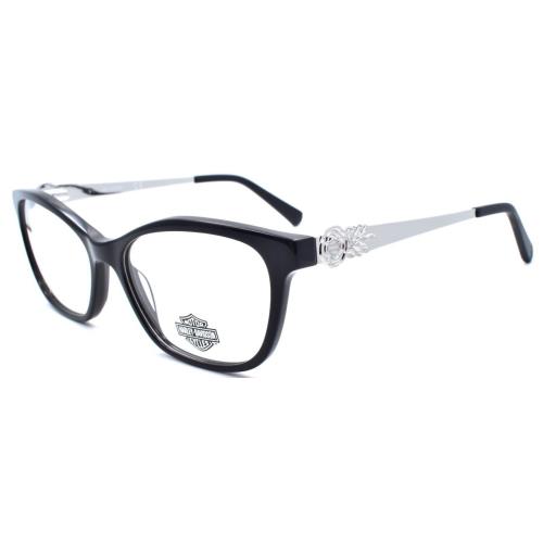 Harley Davidson 0555 001 Cat Eye Shiny Black Eyeglasses