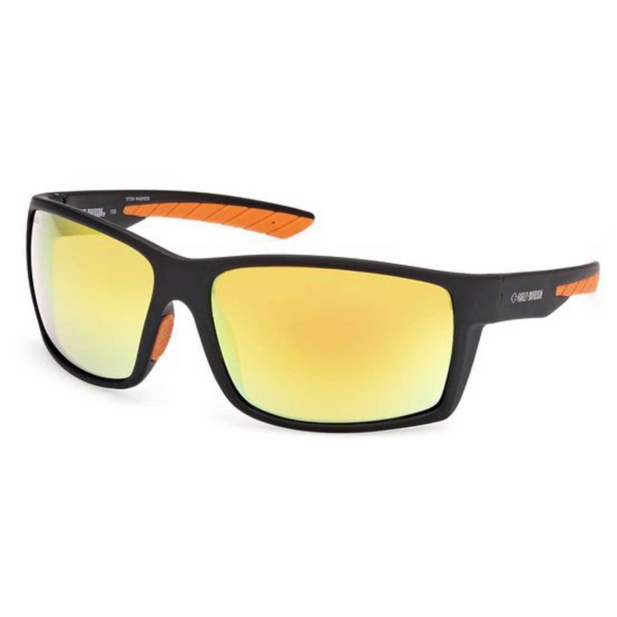 Harley-davidson Men`s Tech Square Sunglasses Matte Black Frames Mirror Lenses