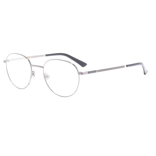 Gucci Sylvie Stripe GG0835O 005 50 Silver Oval Optical Retro Frame Eyeglasses