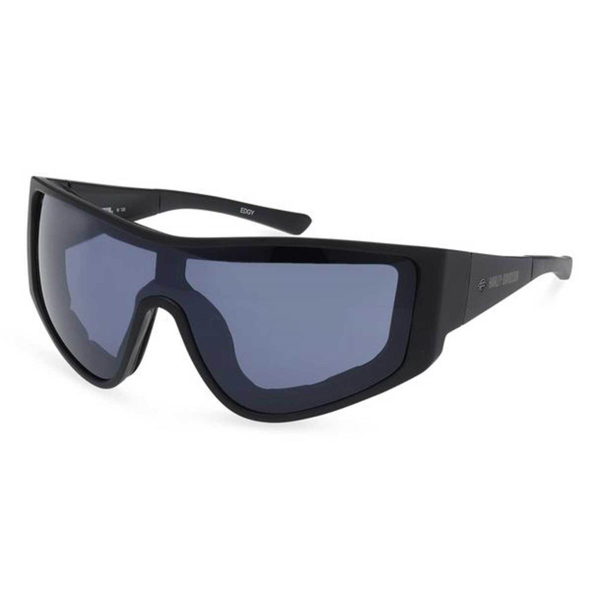 Harley-davidson Men`s Edgy Shield Sunglasses Matte Black Frames Smoke Lenses