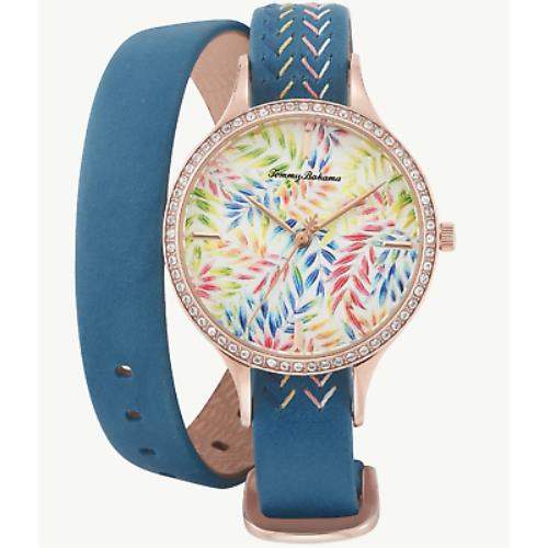 Tommy Bahama Women`s Stainless Steel Leather Calfskin Strap Watch TB00087-03