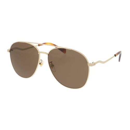 Gucci GG0969S-002 Womens Pilot Designer Sunglasses in Gold Tortoise/brown 59mm