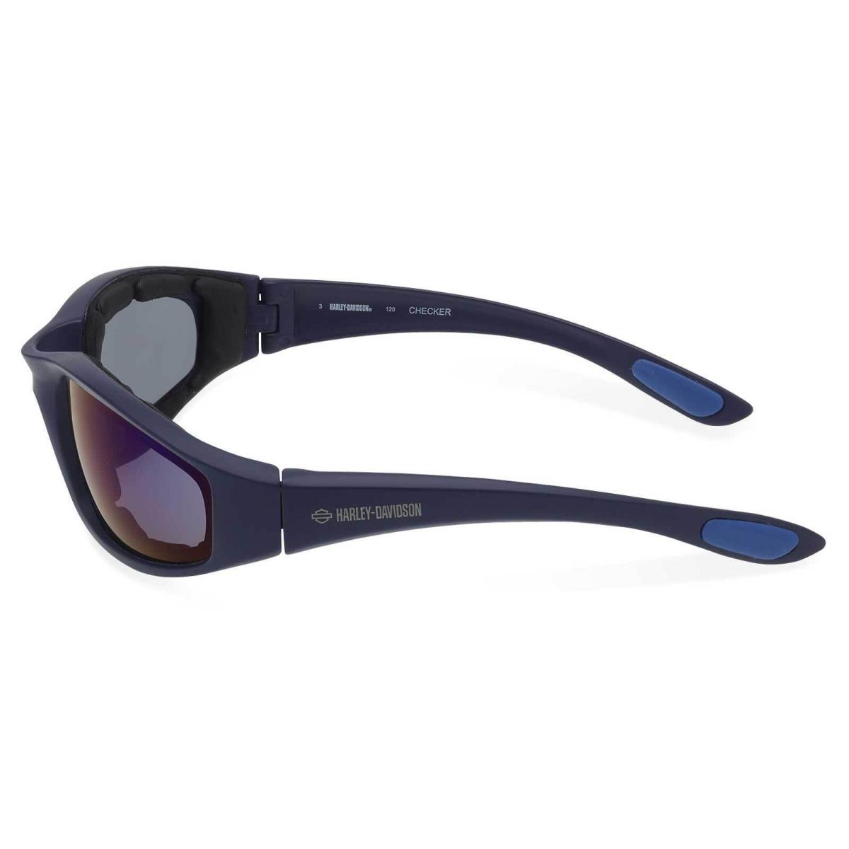 Harley-davidson Men`s Checker Square Sunglasses Matte Blue Plastic Frames