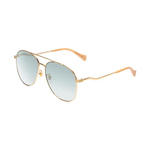 Gucci GG0969S-003 Womens Pilot Full Rim Designer Sunglasses Gold/tan/blue 59mm