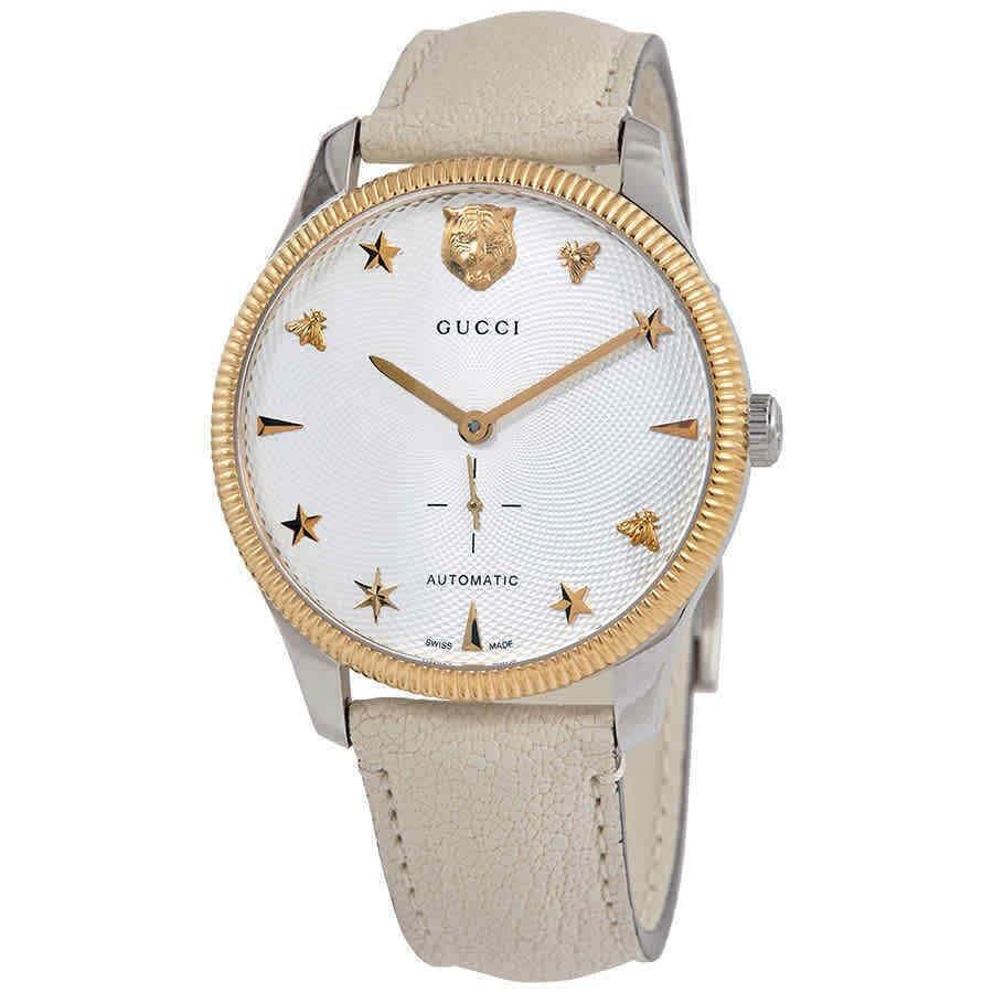 Gucci YA126348 G-timeless 40MM Men`s White Leather Watch