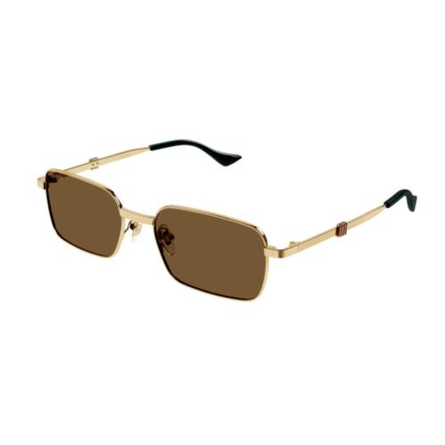 Gucci GG1495S 002 Gold/brown Rectangular Metal Men`s Sunglasses