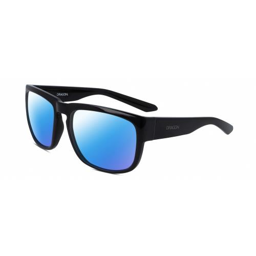 Dragon Alliance RUNE-001 Unisex Designer Polarized Sunglasses Black 58 mm 4 Opt Blue Mirror Polar