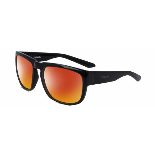 Dragon Alliance RUNE-001 Unisex Designer Polarized Sunglasses Black 58 mm 4 Opt Red Mirror Polar