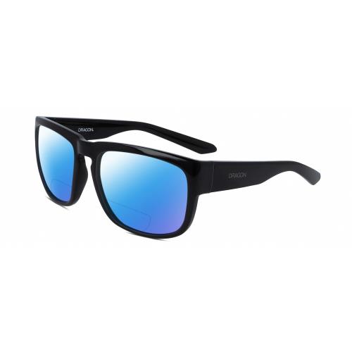 Dragon Alliance RUNE-001 Unisex Polarized Bifocal Sunglasses Black 58 mm 41 Opt Blue Mirror
