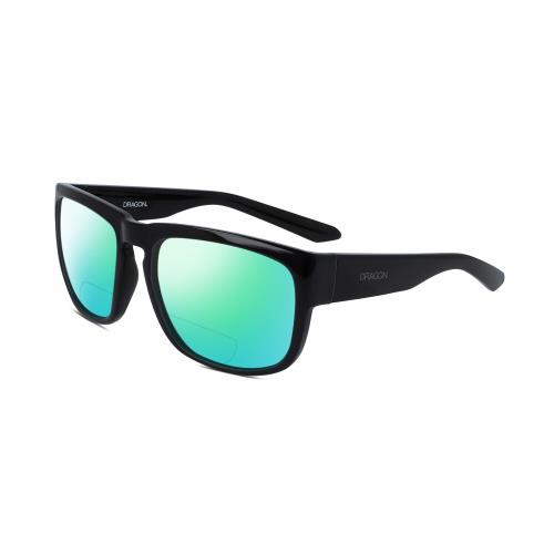 Dragon Alliance RUNE-001 Unisex Polarized Bifocal Sunglasses Black 58 mm 41 Opt Green Mirror