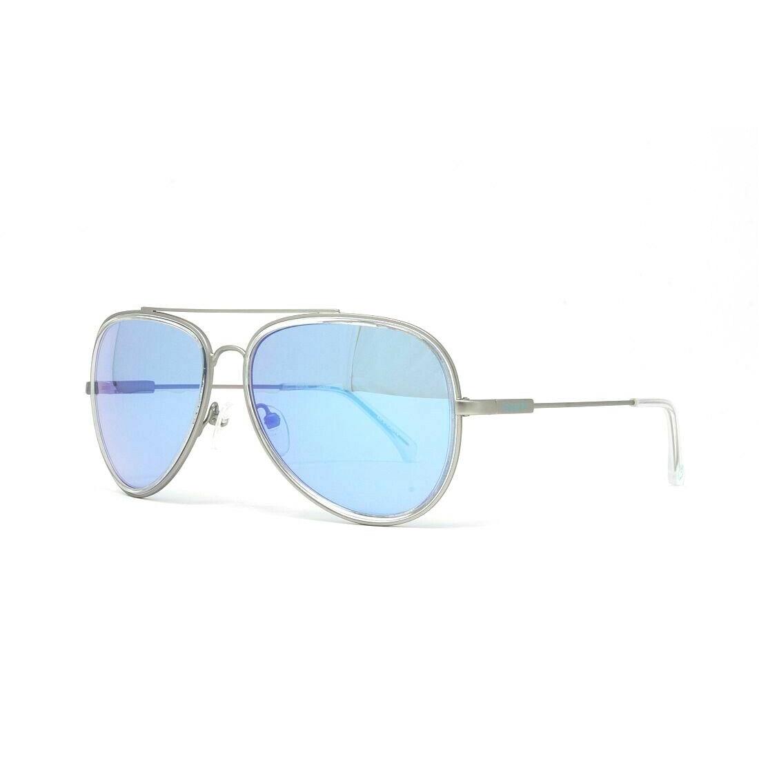 Dragon Men`s Sunglasses Status DR504S 047 Aviator Matte Silver W/blue Lens