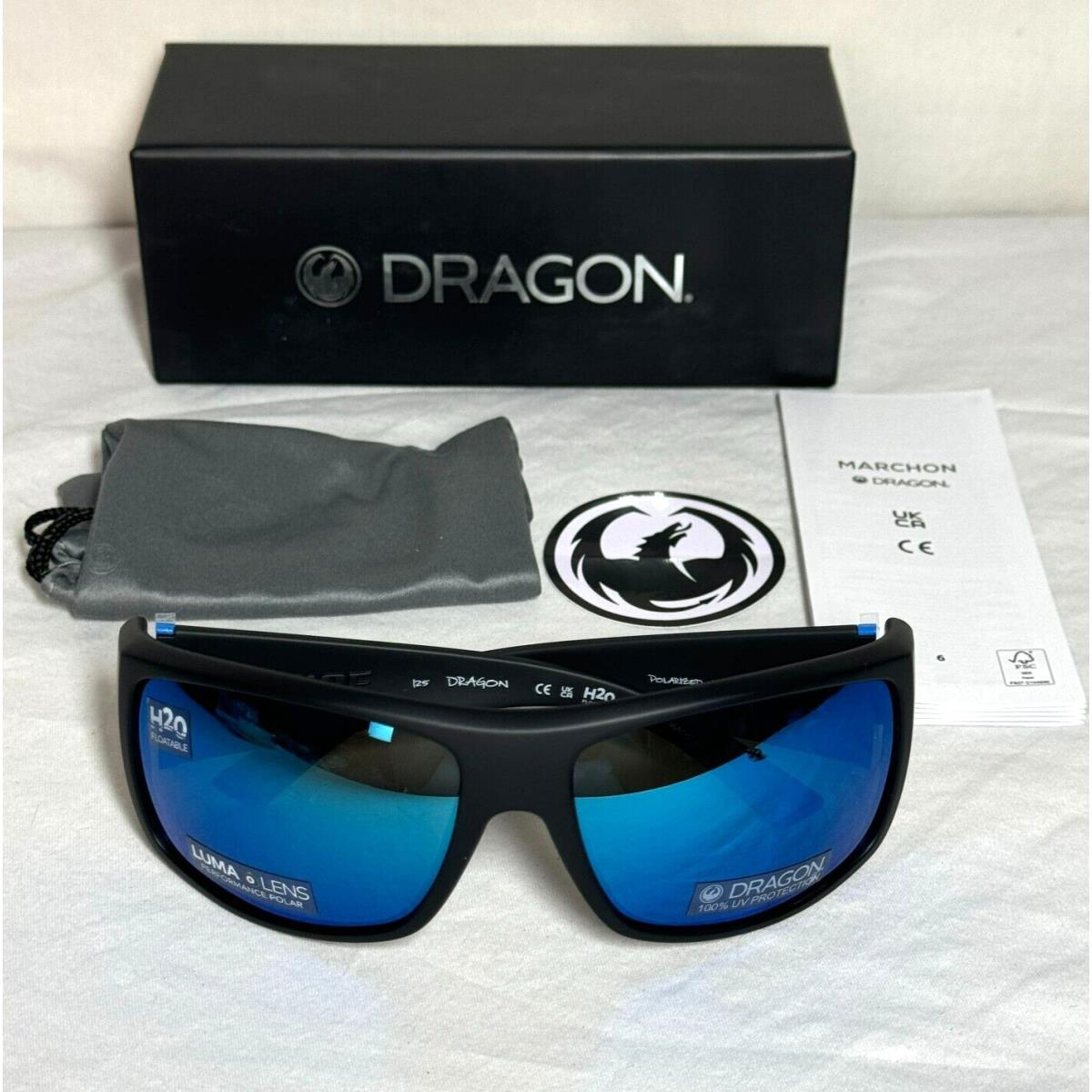 Dragon Vantage Ll H2O Polar Unisex Polarized Sunglass Black H2O/Ll Blue Ion