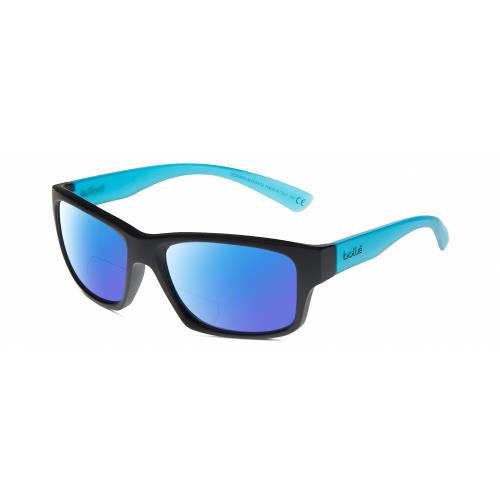 Bolle Holman Unisex Polarized Bifocal Sunglasses Black Blue Crystal 58mm 41 Opt Blue Mirror