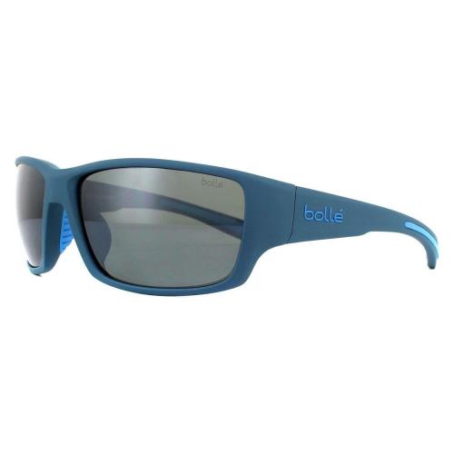 Bolle Kayman Unisex Designer Sunglasses in Matte Storm Blue/polarized Grey 60 mm